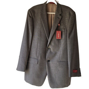 NWT IZOD Mens Suit Jacket Sport Coat 44L Black Micro Checks Polyester Rayon